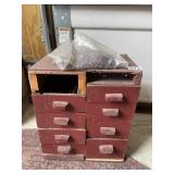 WOOD CABINET W/ SCREWS, SPRINGS, ETC.