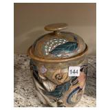 SIGNED POTTERY JAR OCEAN SCENE BEAUTIFUL COLORS