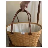 LONGABERGER D61 LEATHER HANDLE WITH LINER 16X18