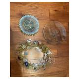 OVAL HAND PAINTED FLOWER BOWL OPAL DISH ETC..