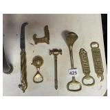BRASS BOTTLE OPENERS, HORSEHEAD KNIFE