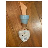 DOG FACE WIND CHIME GLAZED POT PACIFIC STONE WARE