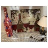 GLASS WINE BOARD DECORATIVE BOTTLE SMALL PEWTER