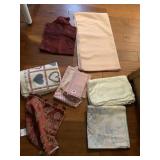 ASSORTED MOSTLY OVAL TABLECLOTHS UPTO 84IN WITH