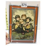 HUMMEL ON GLASS LEADED FRAME 6.5 X 8.5