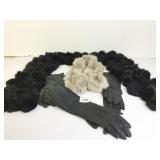 RABBIT FUR POM POM SCARF GRAY FUR SCARF THREE