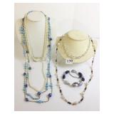 BEADED NECKLACES LUCITE BRACELET PEARLS GLASS