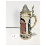 LIDDED GERMAN STEIN 11" H MADE IN GERMANY STAMP