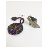SMALL BEADED POUCH AND SMALL METAL SHOE