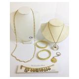 GOLD TONE MONET NECKLACE TWO STRETCH GOLD TONE