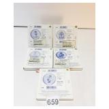 GROUP OF FIVE HUMMEL MINI PLATES ORIGINAL BOXES