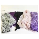 GROUP OF FIVE RECTANGLE SCARVES KNITTED PURPLE