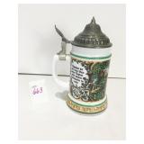 HEAVY WHITE 8"GLASS GERMAN STEIN WITH VERSE A