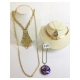 MIRIAM HASKELL ENAMELED BUTTERFLY PENDANT