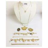 GOLD TONE CHAIN NECKLACE CUBIC ZIRCONIA BUTTERFLY