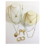 GOLD TONE NECKLACES WITH BEADS ONE PINECONE