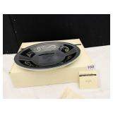 LENOX SPYRO BLACK BREAD TRAY METAL SERVE WARE BY