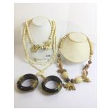 FAUX IVORY BEADED NECKLACES BEADED WOOD NECKLACE