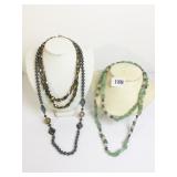DOUBLE STRAND FACETED GLASS BEAD NECKLACE