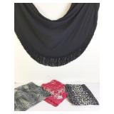BLACK KNITTED SCARF WRAP WITH FRINGE OTHER