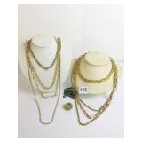 GROUP OF GOLD TONE CHAIN NECKLACES ESTEE LAUDER