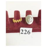 TWO RINGS ONE GOLD TONE SIZE 5 ONE SILVER TONE