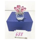 SWAROVSKI CRYSTAL BASKET OF PINK FLOWERS WITH