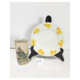 CHICK PLATE X759A W. GERMANY HAND PAINTED GLASS