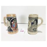 TWO 5" GERMAN STEINS WESTERN GERMANY "T" ORIGINAL