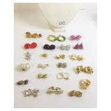 GROUP OF EARRINGS GOLD TONE RHINESTONES ENAMELS