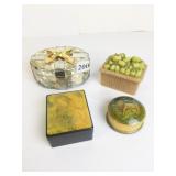 FOUR TRINKET BOXES WITH LIDS SILVER TONE