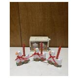 GOOSE PATTERNED SUGAR/CREAMER AND CUTE CANDLE