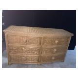 FAUX WICKER 6 DRAWER DRESSER