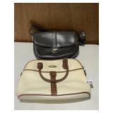 BROWN LEATHER PURSE AND LIZ CLAIBORNE IVORY PURSE