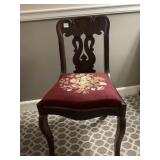 WALNUT VICTORIAN NEEDLE POINTED SEAT CHAIR VERY
