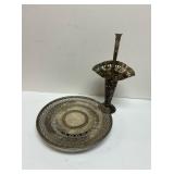 NICKLE SILVER PEDESTAL SERVING PLATTER AND NICKLE
