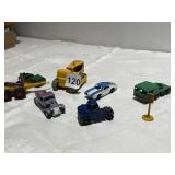 ASSORTED TOY CARS INCL. LESNEY, STOP SIGN