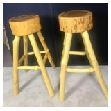 WOOD BLOCK TOP BAR STOOLS