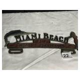MIAMI BEACH FLORIDA 12" X 5" CAST SIGN