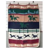 WOVEN TAPESTRY BLANKET WITH FOX HUNT SCENE