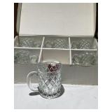 PAUL SEBASTIAN FINE CRYSTAL MUG SET, 6 TOTAL IN