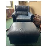 LEATHER SCHAFER BROS. ARMCHAIR W/ OTTOMAN