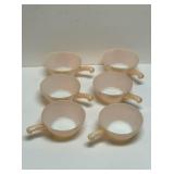 SET OF 6 FIRE KING BEEHIVE HANDLED SOUP BOWLS