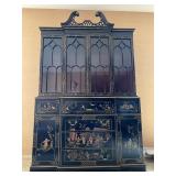 BEAUTIFUL 2 PIECE ORIENTAL CHINA CABINET W/ DROP