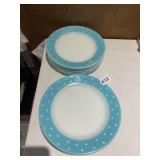 CORNING GLASS PLATES WITH BLUE TRIM WITH STARS