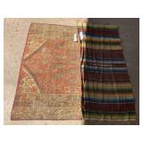 WALL HANGING AND ANTIQUE RUGS SOME WITH DAMAGE.