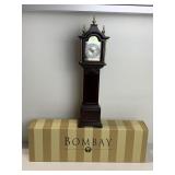 MINIATURE GRANDFATHER CLOCK, BOMBAY COMPANY, 14",