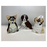 NINA LYMAN FIGURAL DOG VASES, CHIP ON BROWN DOG,