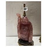 JADEITE BUDDHA LAMP WITH BRASS BOTTOM