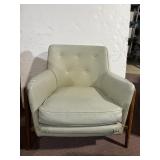 VINTAGE VINYL ARMCHAIR W/ WOOD FRAME SOME